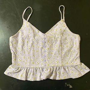 Cute Lavender Floral Crop Top, size large